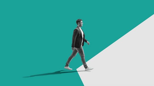 Kachel in der Farbe Grün, ein Mann läuft