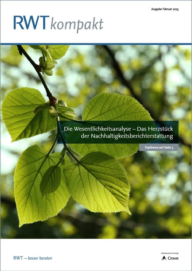 RWTkompakt Februar 2025_Titelbild_Top-Thema: Die Wesentlichkeitsanalyse – Das Herzstück der Nachhaltigkeitsberichterstattung