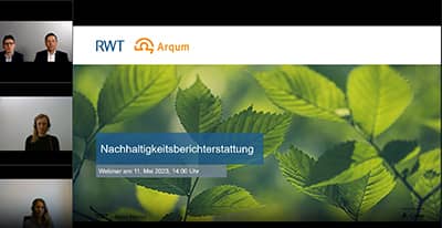 Sreenshot Webinar Nachhaltigkeitsberichterstattung