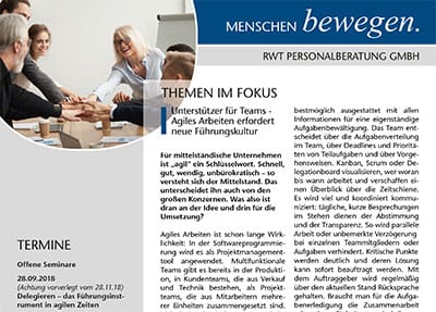 Newsletter Sommer 2018 der RWT Personalberatung